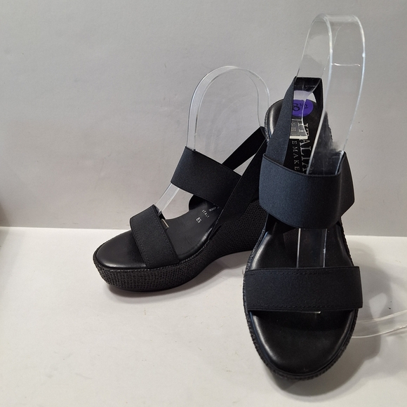Italian Shoemakers NEW Made in Italy Elastic Strap Platform Wedge Sandals- 8.5 - Picture 1 of 11